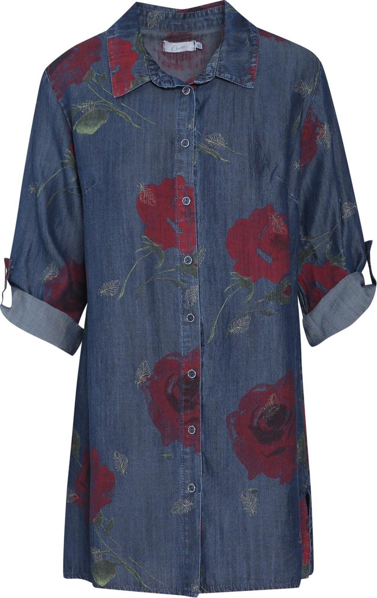 Cassis Dames Tuniek bedrukt met rozen - Maat M