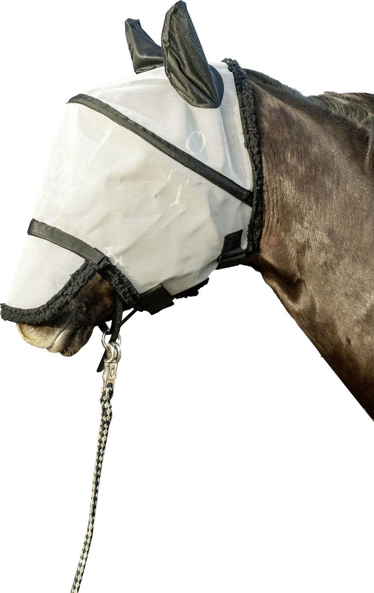 Vliegenmasker met afneembaar neusnetje zilver/zwart L