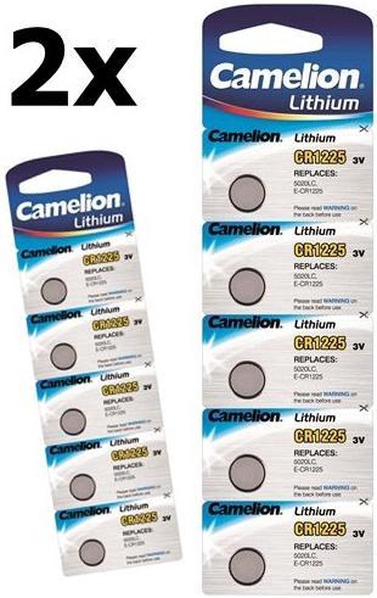10 Stuks (2 Blister a 5st) Camelion CR1225 48mAh 3V batterij