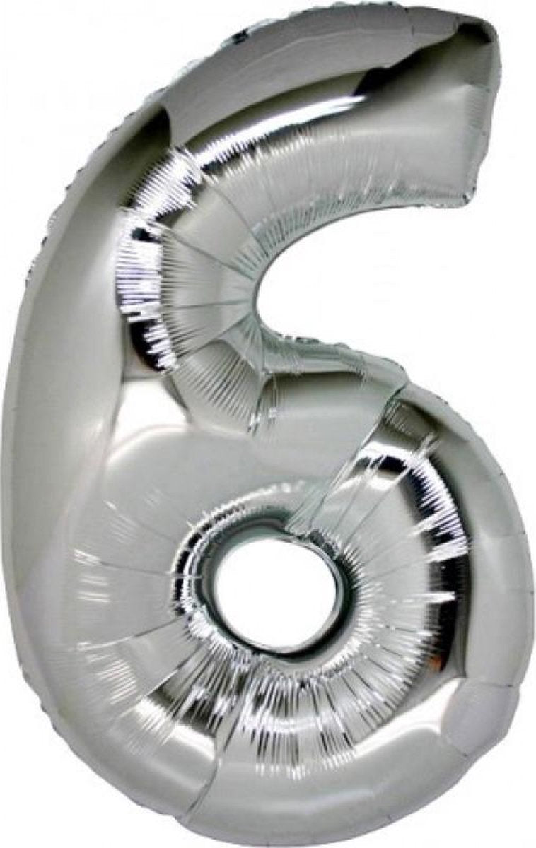 Folie MAXI Cijfer 6 Zilver 40"