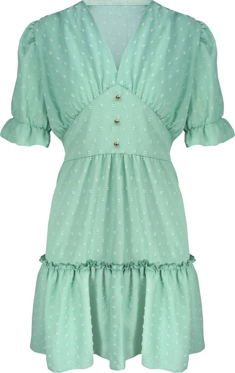 Dots Button Dress Mint Groen