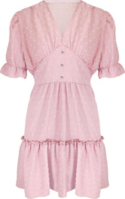Dots Button Dress Roze