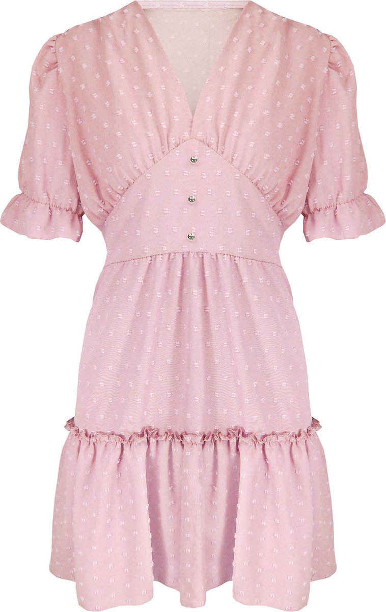 Dots Button Dress Roze