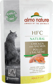 Almo Nature HFC Natural Natvoer voor Katten - 24 x 55 gram - Kip en Zalm - 24 x 55 gram