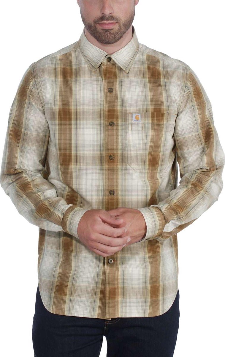 CARHARTT - ESSENTIAL PLAID SHIRT - Short Sleeve - OILED WALNUT - mannen