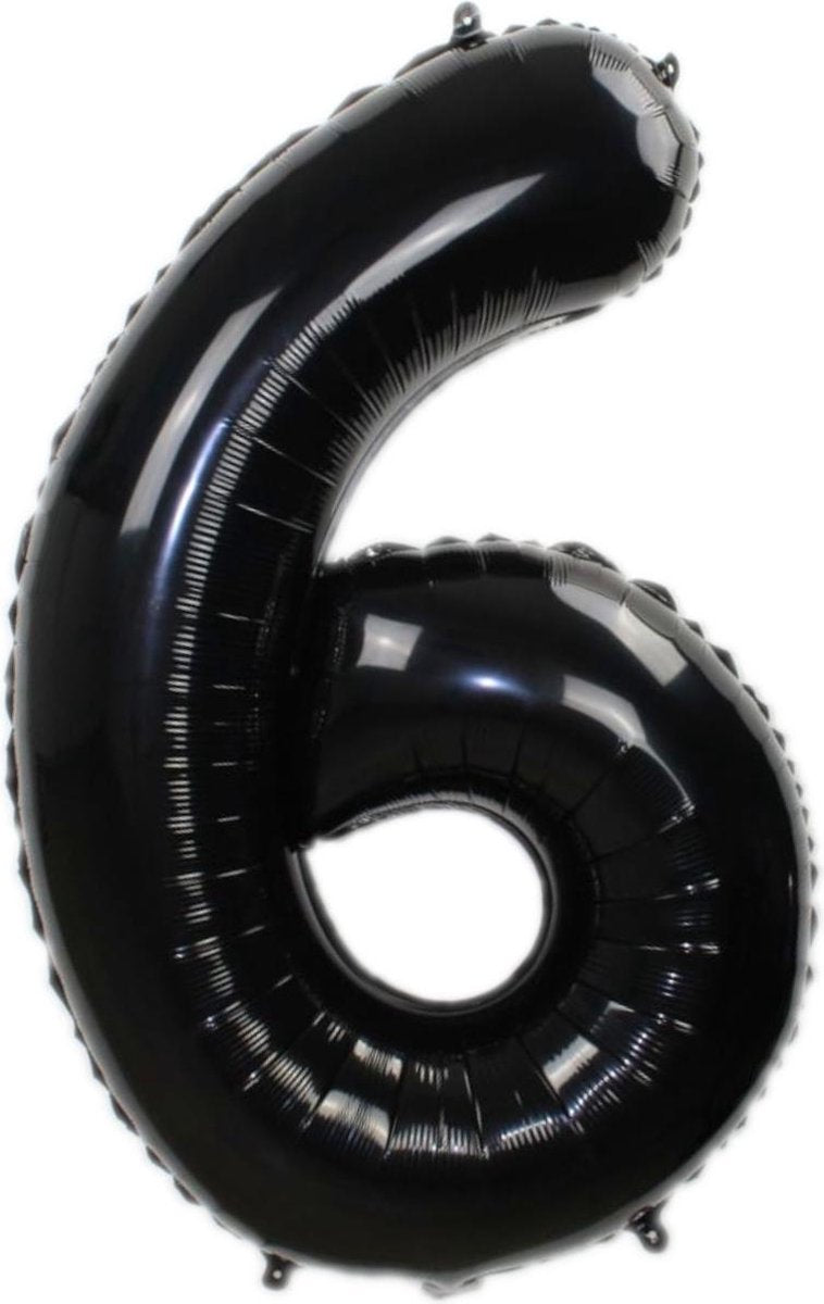 Folie Ballon Cijfer 6 Jaar Zwart 70Cm Verjaardag Folieballon Met Rietje