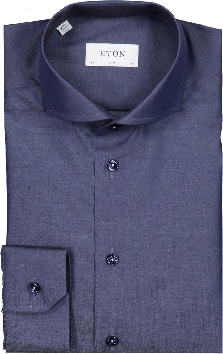 Eton  Overhemd Blauw Getailleerd - Maat UK15-EU38 - Heren - Never out of stock Collectie - Katoen