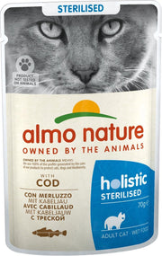 Natvoer voor Gesteriliseerde Katten- Almo Nature - Holistic Sterilized Pouch - 30 x 70g - Kabeljauw - 30 x 70 gram