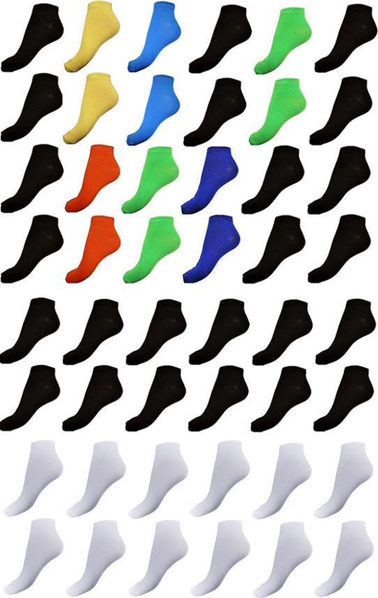 sneakersokken multi kleuren 24 paar maat 40-44