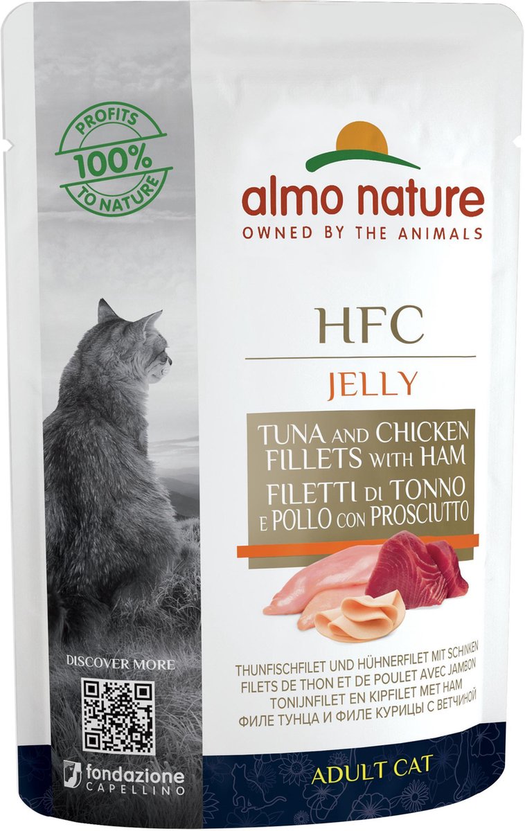 Almo Nature HFC Jelly Natvoer voor Katten - 24 x 55 gram - Tonijn