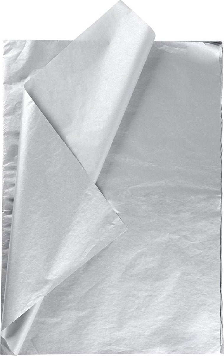 Tissuepapier. zilver. 50x70 cm. 14 gr. 25 vel/ 1 doos