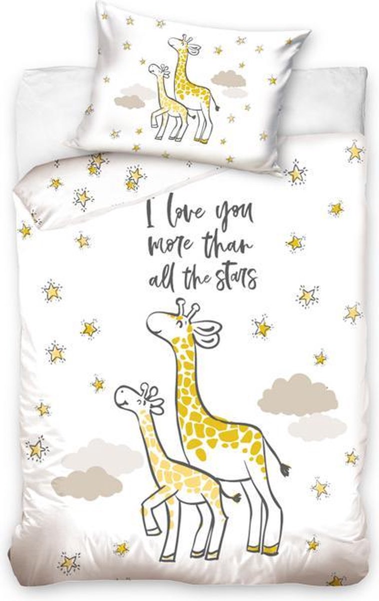 Baby Love You More Dekbedovertrek Giraf - Ledikant - 100x135 cm - Wit