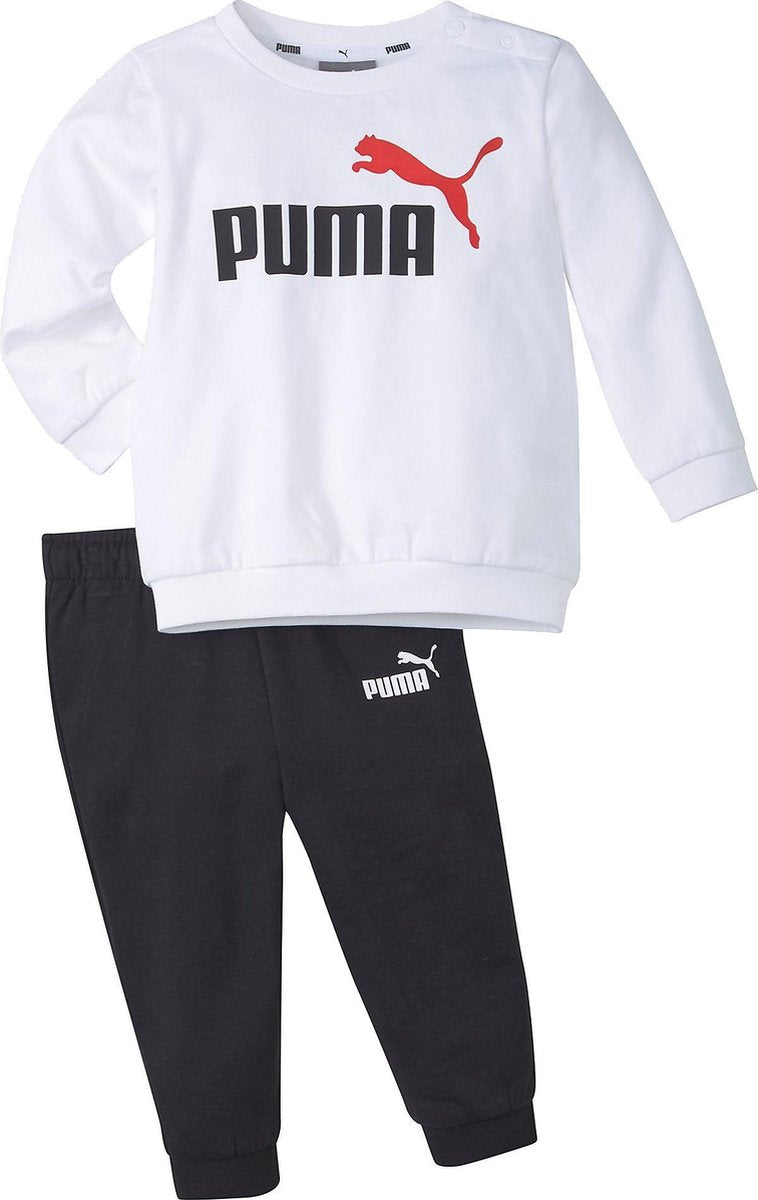 Puma Minicats Essential Crew Joggingpak Wit/Zwart Kinderen - Maat 98