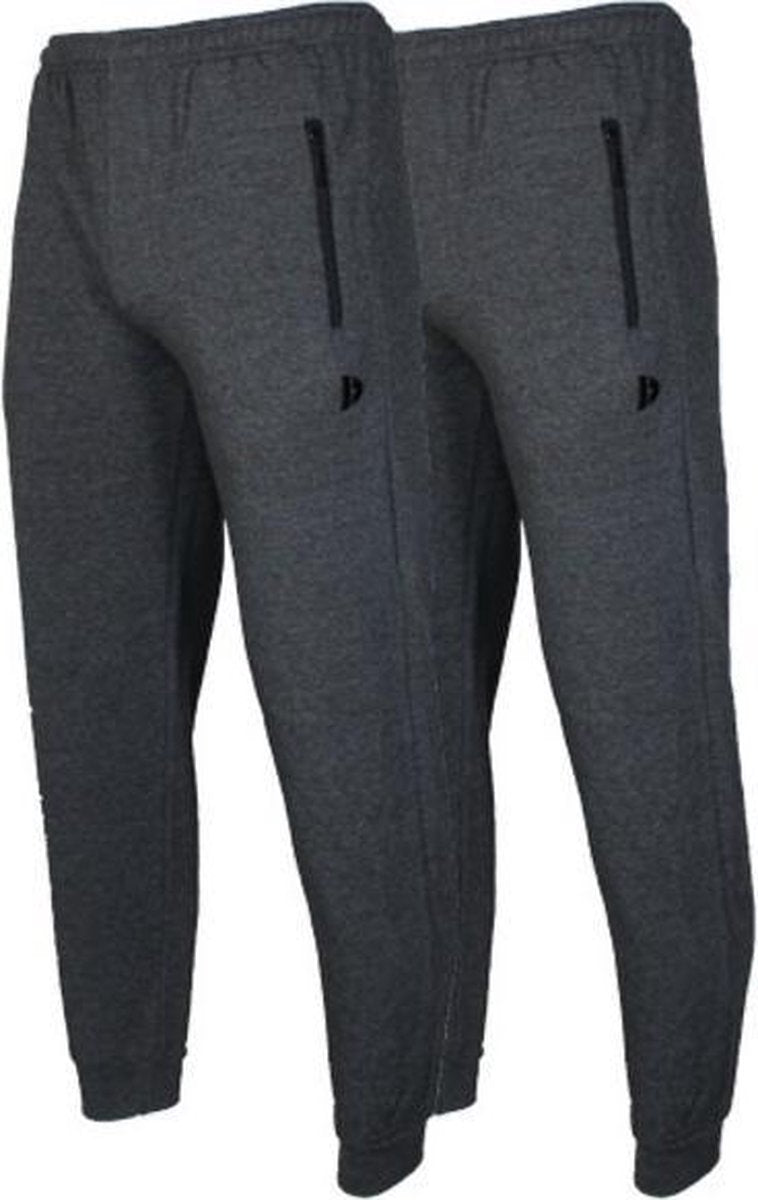 2- Pack Donnay Joggingbroek met elastiek - Sportbroek - Heren - Maat S - Donkergrijs gemêleerd