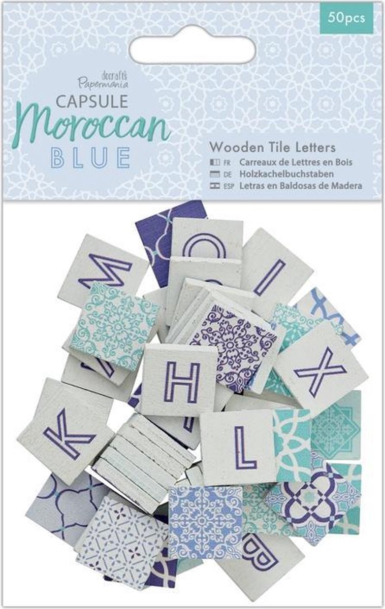 Houten Tegel Letters (50 stuks) - Capsule - Moroccan Blue