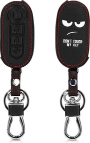 kwmobile autosleutelhoes voor Fiat Lancia 3-knops inklapbare autosleutel - Hoesje van imitatieleer in wit / zwart - Don't Touch My Key design
