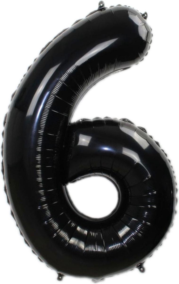 Folie Ballon Cijfer 6 Jaar Zwart 86Cm Verjaardag Folieballon Met Rietje