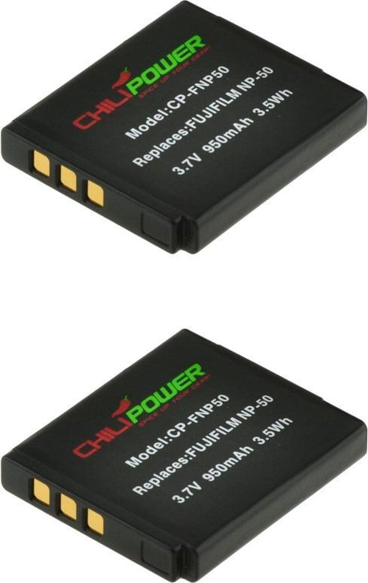 ChiliPower Fuji NP-50 camera batterij - 2 stuks verpakking