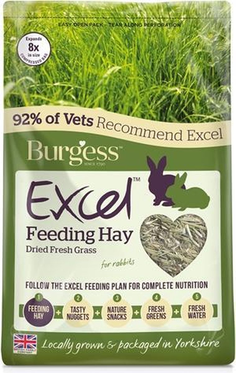 Burgess excel feeding hay gedroogd gras - 1 kg - 1 stuks