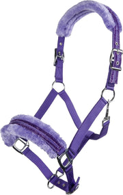 HKM Nylonhalster -Glitter- polarfleece voering paars Cob