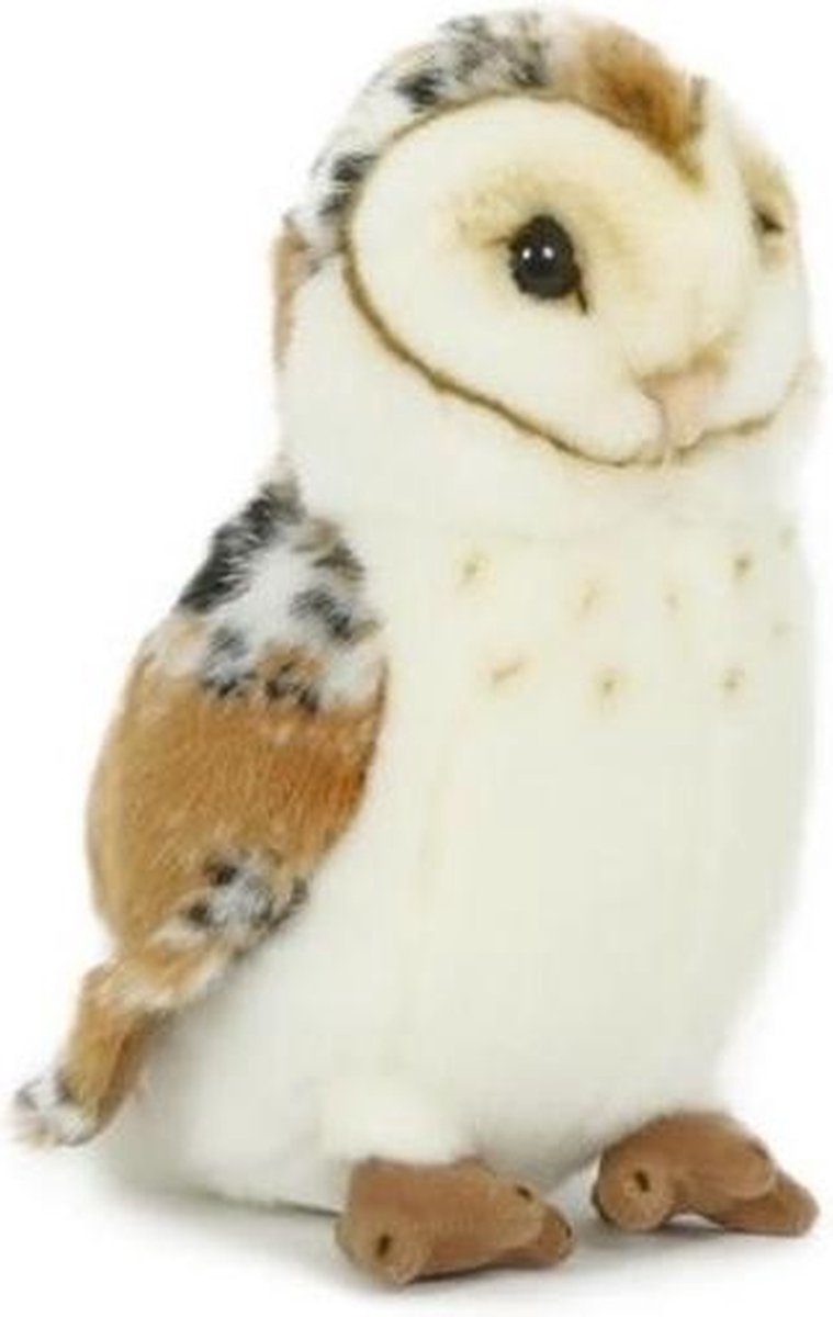 Pluche kerkuil knuffel vogel 20 cm speelgoed - Uilen bosdieren knuffels/knuffeldieren/knuffels voor kinderen