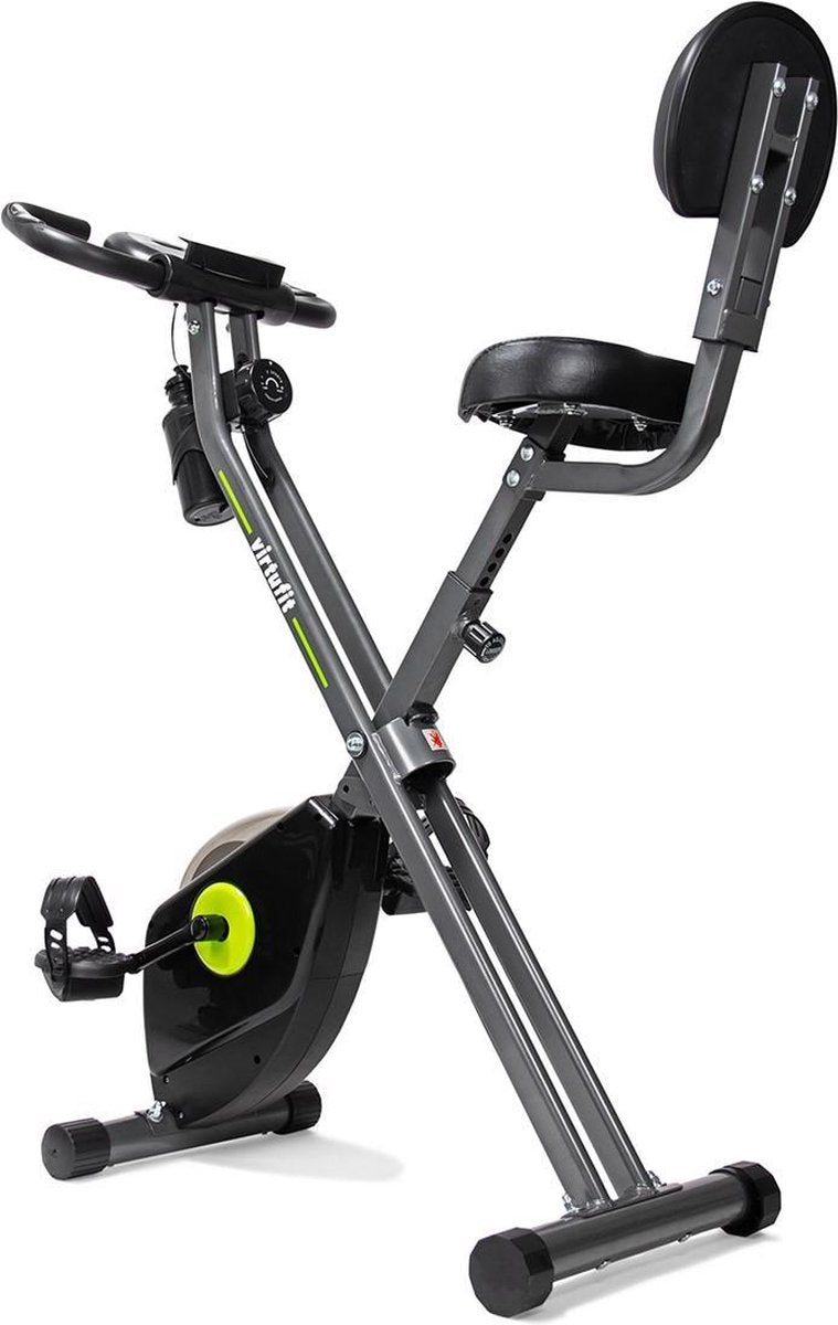 Hometrainer - VirtuFit Opvouwbare Home trainer met Rugleuning en Tablethouder - Fitness Fiets - Inklapbaar - Grijs