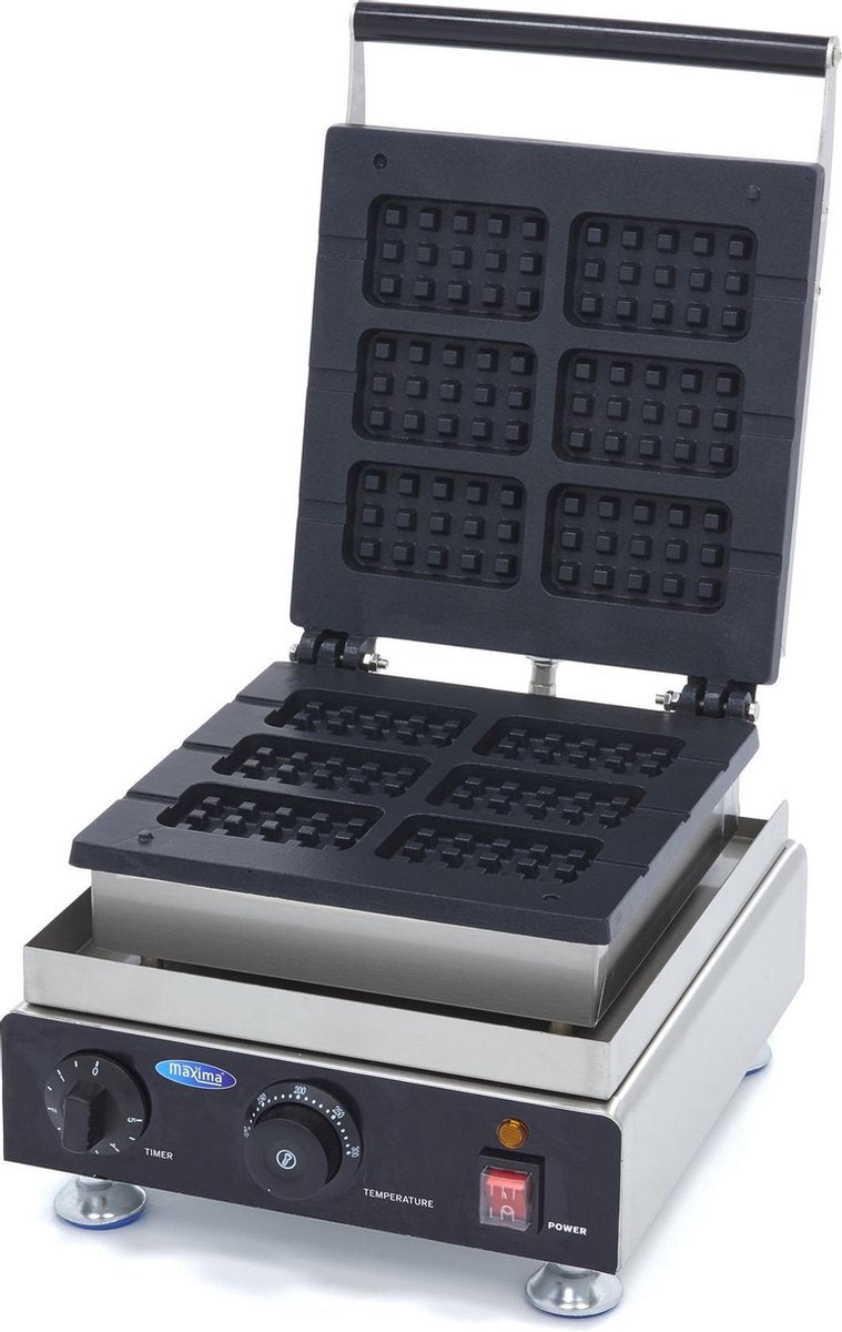Wafelijzer Lolly Brusselse Wafel op Stok - 6 stuks - RVS - Instelbare Temperatuur - Professionele Wafel Maker / Wafel Apparaat - Maxima