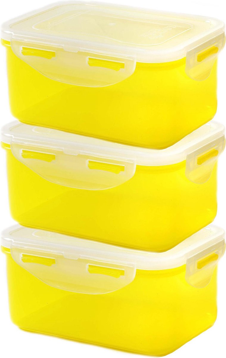 Lock&Lock  Vershoudbakjes | Bewaardozen voedsel | Snackdoosjes  - Set van 3 Stuks - 600 ml - Geel