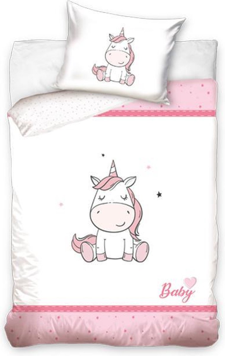 Baby Unicorn Dekbedovertrek - Ledikant - 100x135 cm - Pink