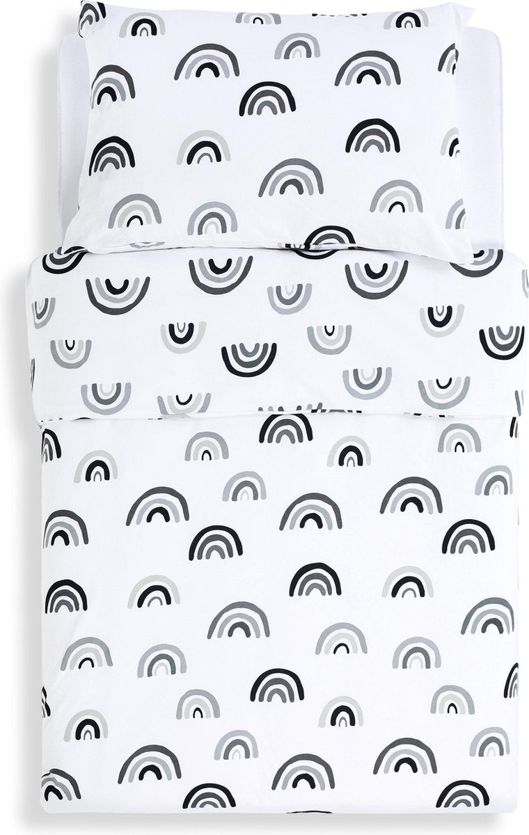 Snuz Snuzkot ledikant kussen en dekbed overtrek - 120x100cm - Mono Rainbow