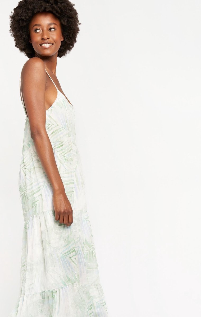 Maxi-jurk met tropische print - Licht Groen