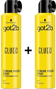 2 stuks Schwarzkopf got2b Glued Extreme Freeze Haarspray Bikkelhard 300ml/ook voor pruiken