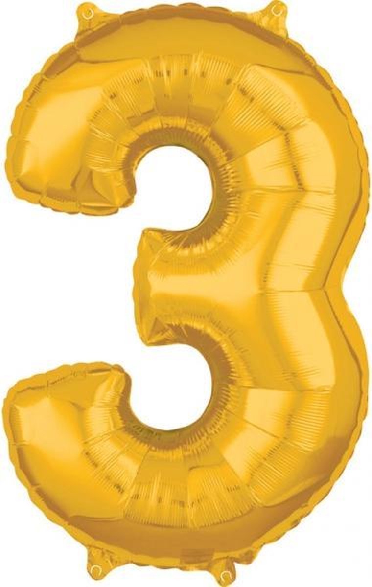 26 Number 3 Gold 26 Inch Foil Balloon P31 packed 43 x 66cm