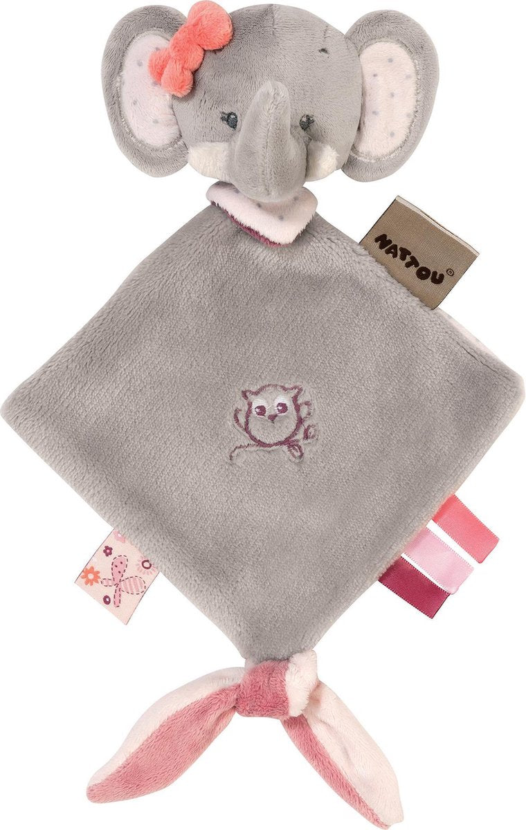 Nattou Olifant Adele - Knuffeldoekje - Doudou - 25 x 20 Cm - Fopspeenbevestiging - Grijs