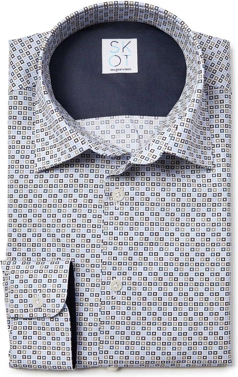 SKOT Fashion Duurzaam Overhemd Heren Square Fun - grijs - Maat S