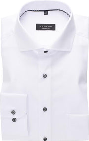 ETERNA comfort fit overhemd - niet doorschijnend twill heren overhemd - wit (zwart contrast) - Strijkvrij - Boordmaat: 48