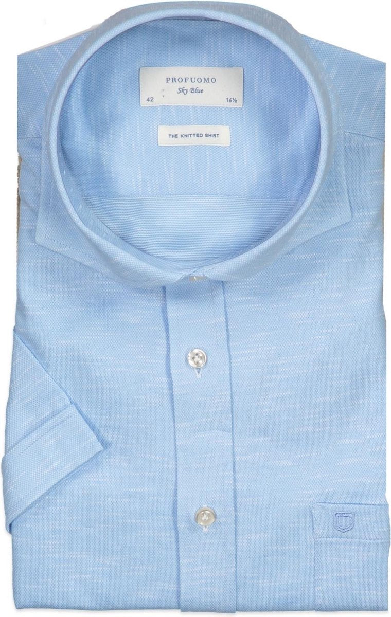 Profuomo   Overhemd Blauw Getailleerd - Maat UK15-EU38 - Heren - Lente/Zomer Collectie - Katoen