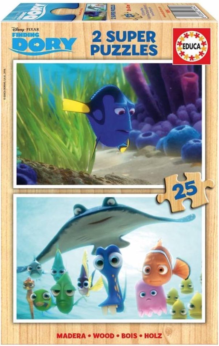 Educa HOUT: Finding Dory - 2 x 25 stukjes
