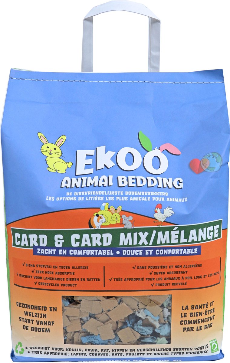 Bodembedekker - Ekoo Animal Bedding card and card mix - stukjes karton - 25 liter