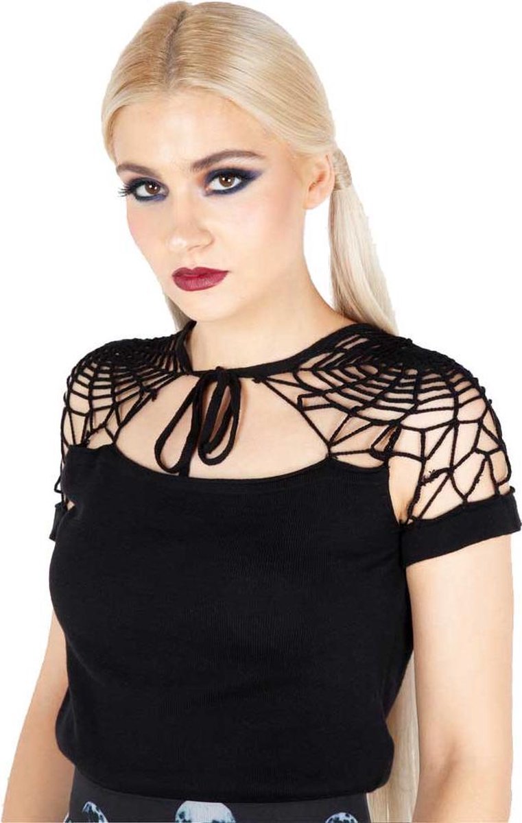 Jawbreaker Top -L- Spiderweb Zwart