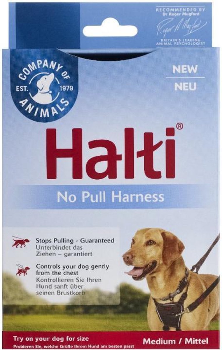 Halti anti-trek tuig M borstomvang 58-86cm 2019 nieuw design No Pull Harness