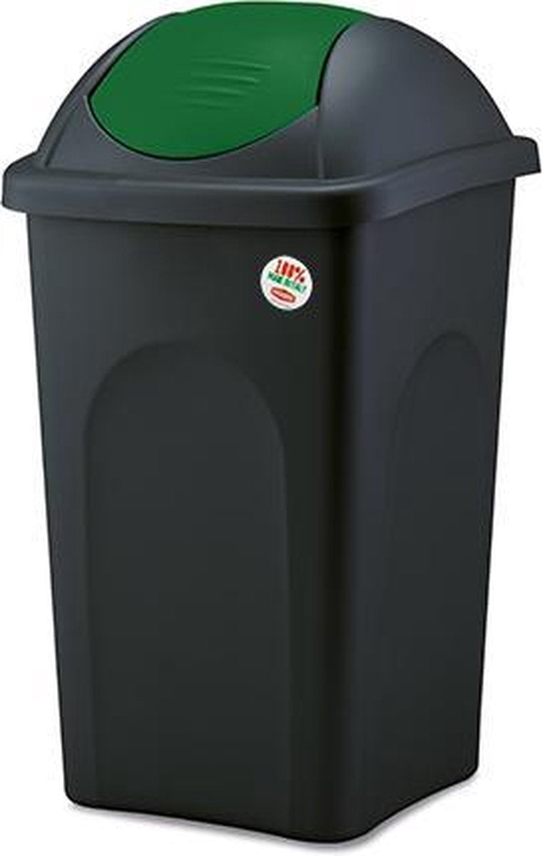 YILTEX – Bascula – Vuilnisbak / Vuilnisbak Afvalscheiding / Afvalscheiding / Prullenbak Afvalscheiding / Prullenmand – Groen Met Zwart– 60l