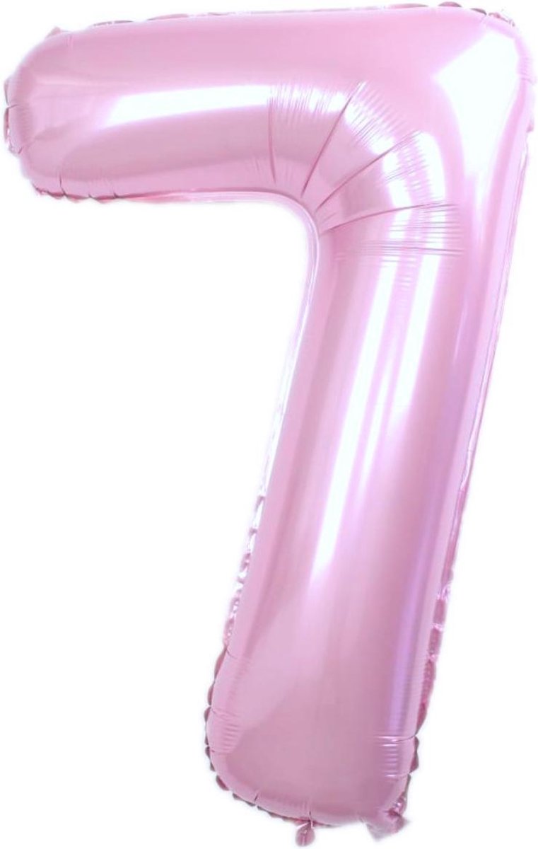Folie Ballon Cijfer 7 Jaar Roze 86Cm Verjaardag Folieballon Met Rietje