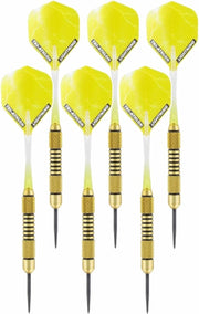 4x Set van 3 dartpijlen Speedy Yellow Brass 19 grams - Darten/darts sport artikelen pijltjes messing
