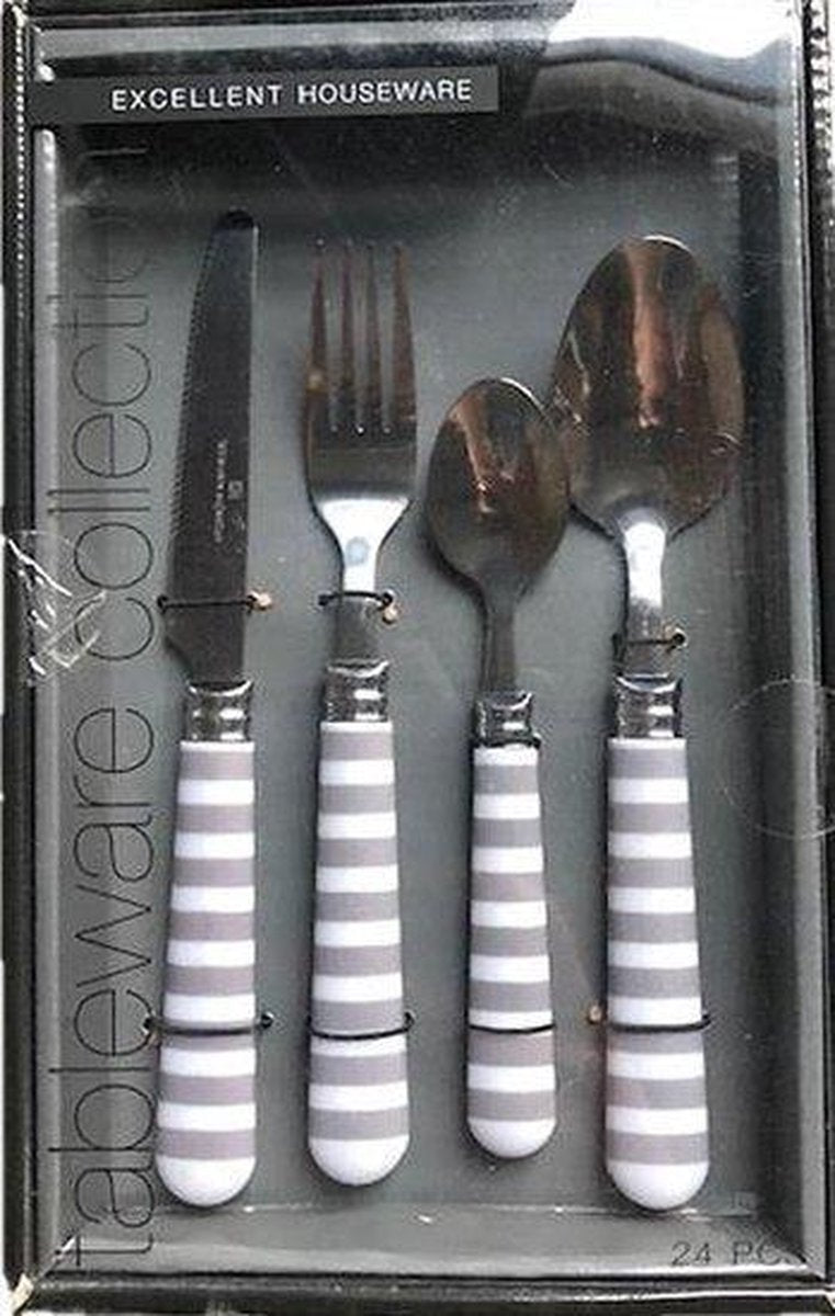 Bestekset stripe grijs