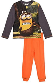 Minions - 2-delige Pyjama-set - Model "Bob the Neander-Minion" - Bruin / Oranje - 128 cm - 8 jaar