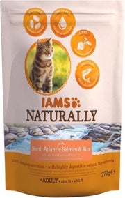 8x Iams Naturally Kat Adult North Atlantic Zalm & Rijst 270 gr
