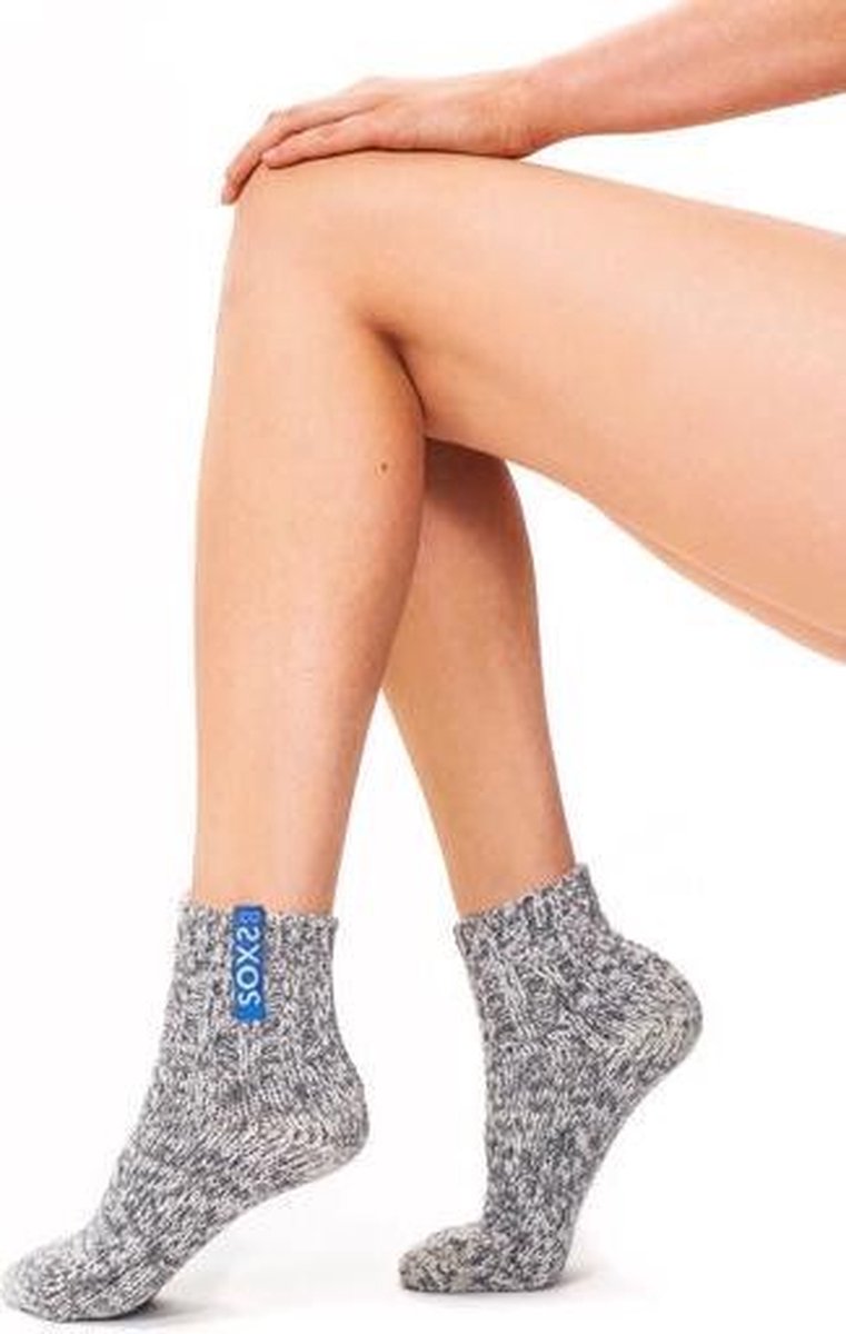 SOX3343 - Damessokken - Grijze wol - Enkel hoogte - Monaco Blue label - maat 37-41