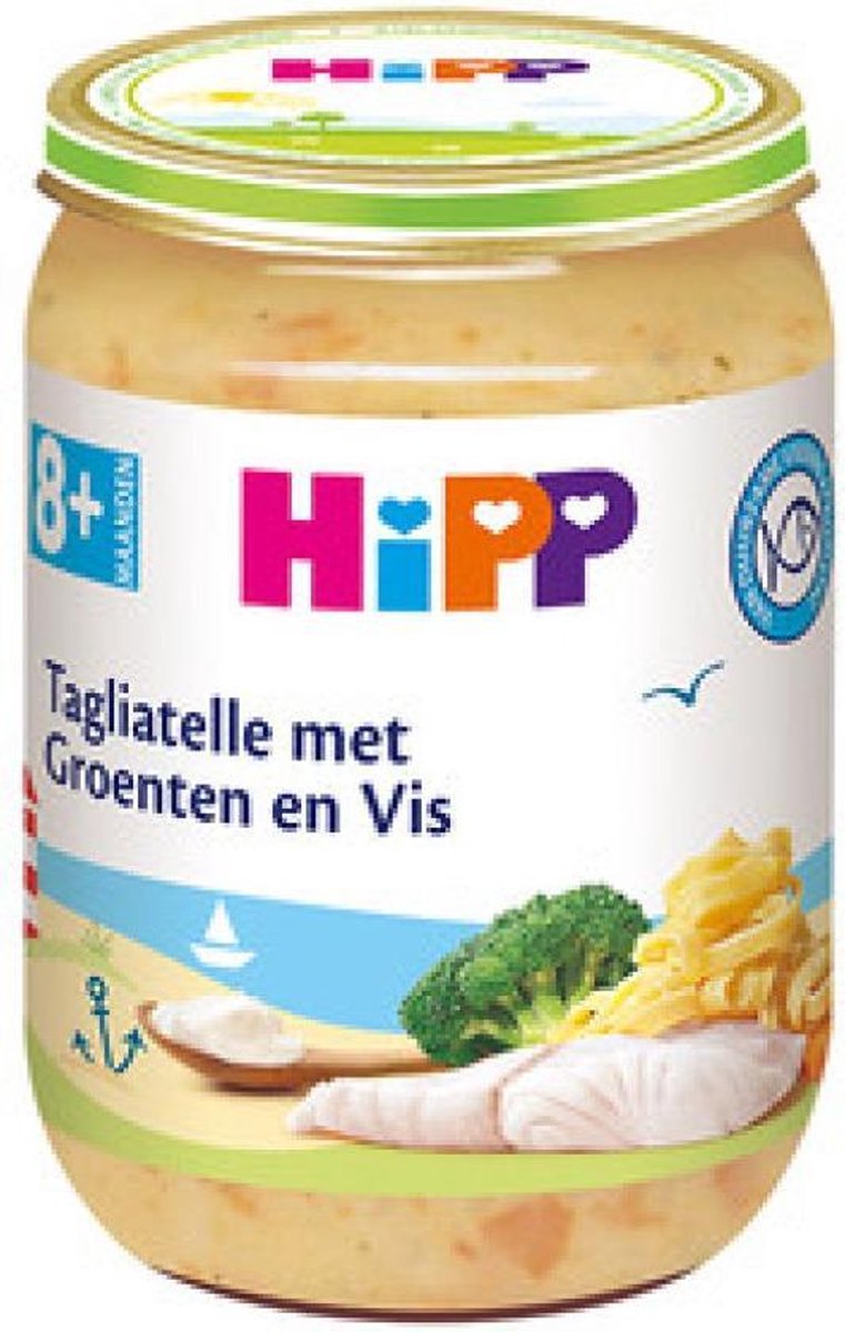 HiPP maaltijd vanaf 8 maanden - Tagliatelle met Groenten en Vis - 6 stuks 190 gr