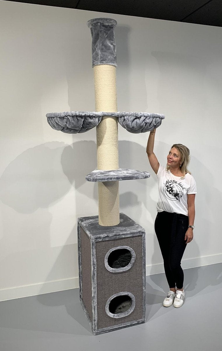 Krabpaal voor grote katten Maine coon Cat Tower Box Licht grijs Plafond